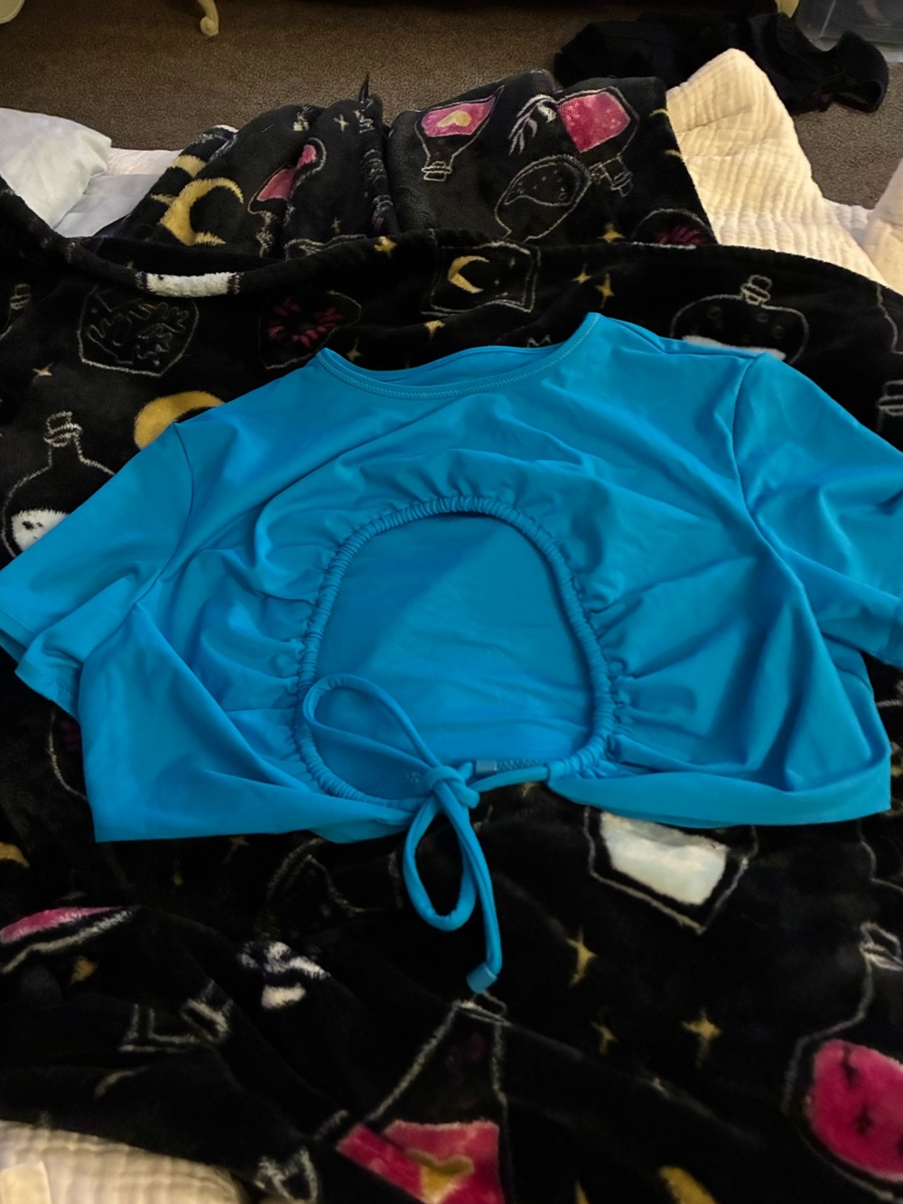SKIMS Bright Turquoise Swim Top with Adjustable Tie
